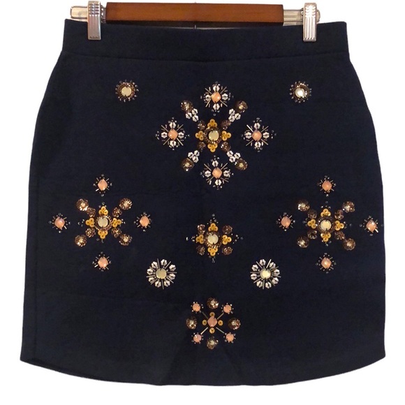 H & M EMBELLISHED SEQUINED SKIRT NAVY BLUE SIZE SMALL - Picture 1 of 13